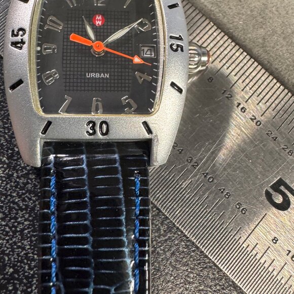 Michele Urban Watch Mini Aluminum Black Dial Blue or Red Strap with Box - Picture 12 of 12